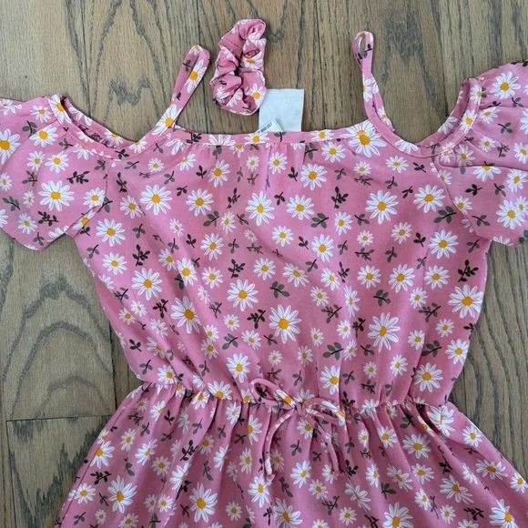 Jenna & Jessie Girls Pink Floral Off The Shoulder Kids Dress Size 10 - Picture 3 of 10